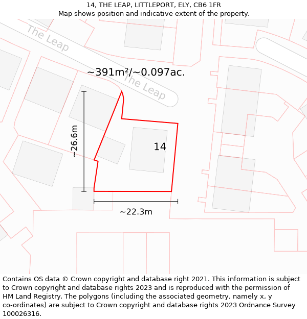 14, THE LEAP, LITTLEPORT, ELY, CB6 1FR: Plot and title map