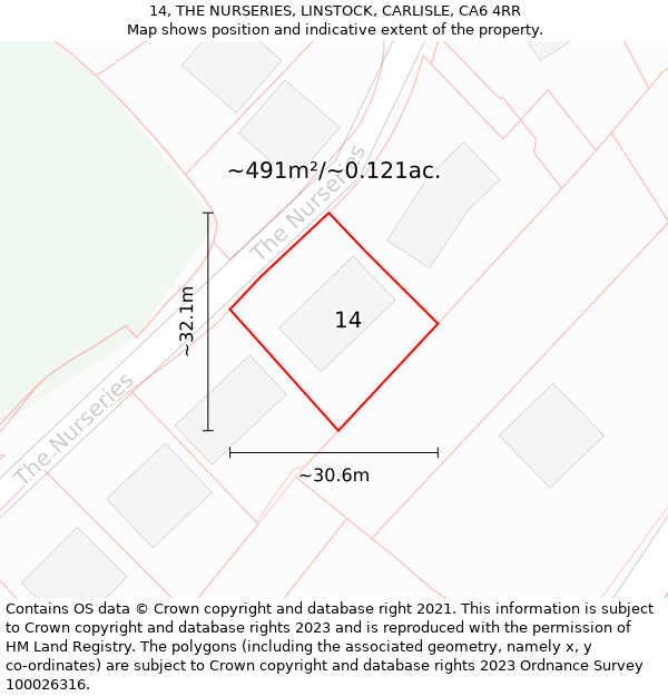 14, THE NURSERIES, LINSTOCK, CARLISLE, CA6 4RR: Plot and title map