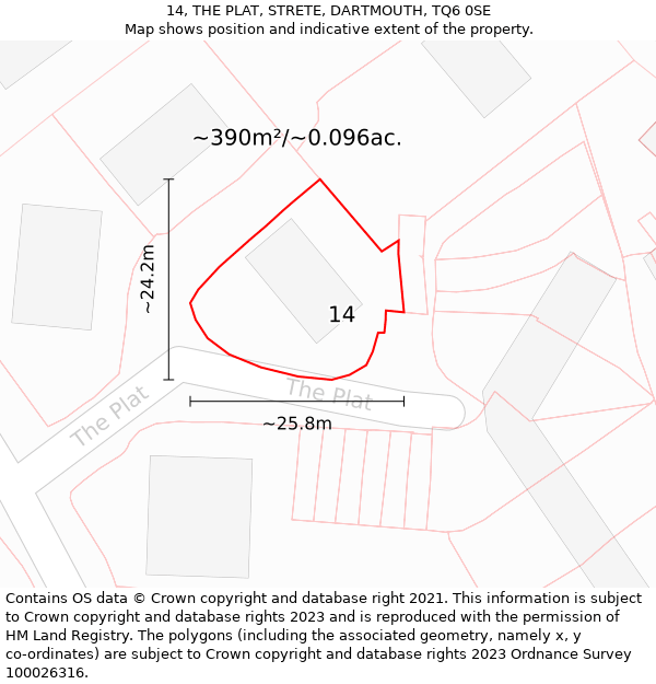 14, THE PLAT, STRETE, DARTMOUTH, TQ6 0SE: Plot and title map