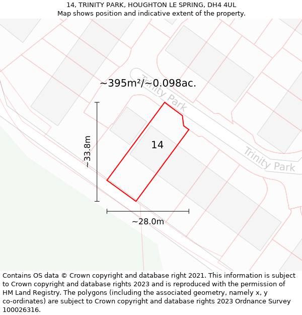 14, TRINITY PARK, HOUGHTON LE SPRING, DH4 4UL: Plot and title map