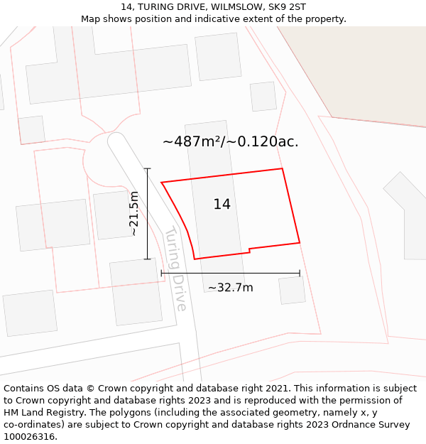 14, TURING DRIVE, WILMSLOW, SK9 2ST: Plot and title map