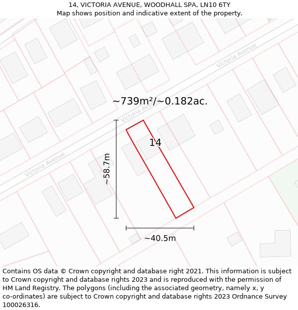 14, VICTORIA AVENUE, WOODHALL SPA, LN10 6TY: Plot and title map