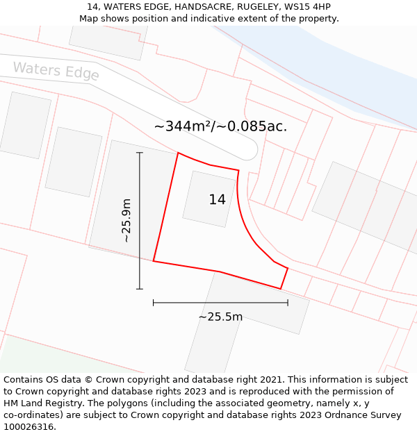 14, WATERS EDGE, HANDSACRE, RUGELEY, WS15 4HP: Plot and title map