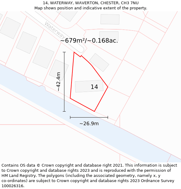 14, WATERWAY, WAVERTON, CHESTER, CH3 7NU: Plot and title map