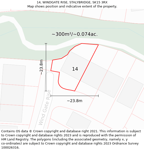 14, WINDGATE RISE, STALYBRIDGE, SK15 3RX: Plot and title map