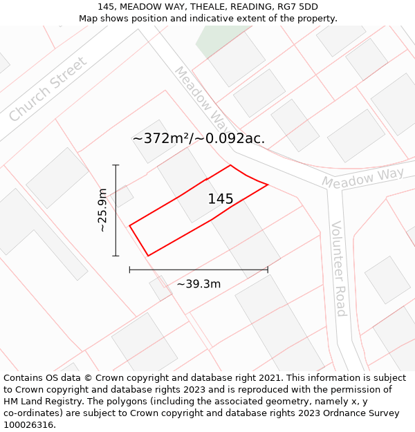 145, MEADOW WAY, THEALE, READING, RG7 5DD: Plot and title map