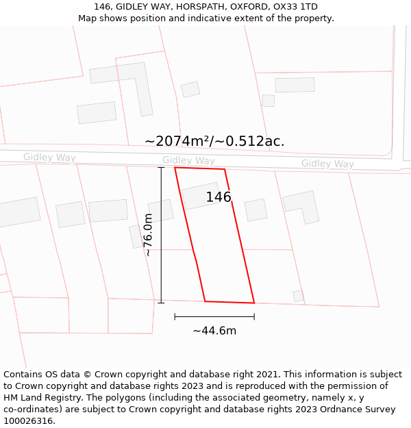 146, GIDLEY WAY, HORSPATH, OXFORD, OX33 1TD: Plot and title map