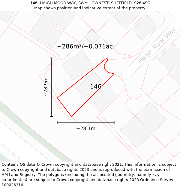 146, HAIGH MOOR WAY, SWALLOWNEST, SHEFFIELD, S26 4SG: Plot and title map