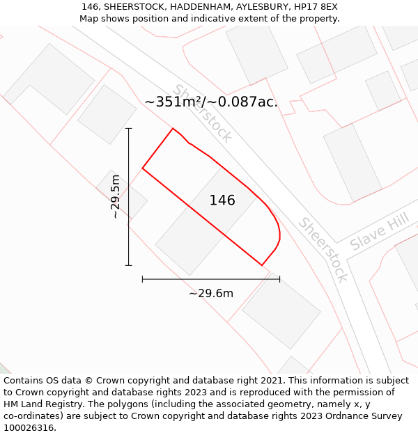 146, SHEERSTOCK, HADDENHAM, AYLESBURY, HP17 8EX: Plot and title map