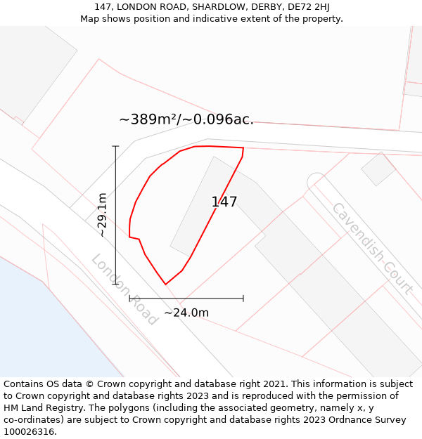 147, LONDON ROAD, SHARDLOW, DERBY, DE72 2HJ: Plot and title map