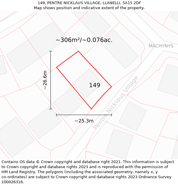 149, PENTRE NICKLAUS VILLAGE, LLANELLI, SA15 2DF: Plot and title map