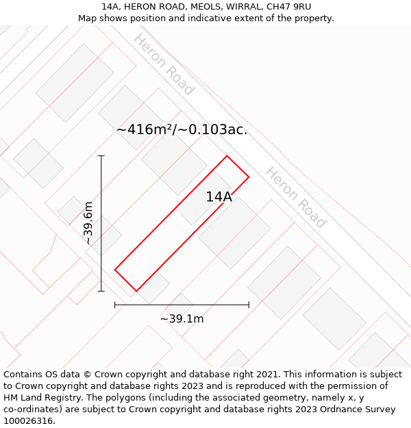 14A, HERON ROAD, MEOLS, WIRRAL, CH47 9RU: Plot and title map