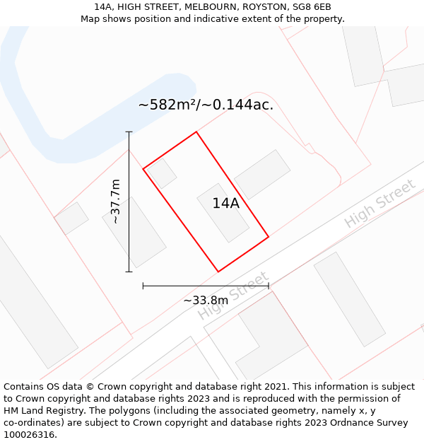 14A, HIGH STREET, MELBOURN, ROYSTON, SG8 6EB: Plot and title map