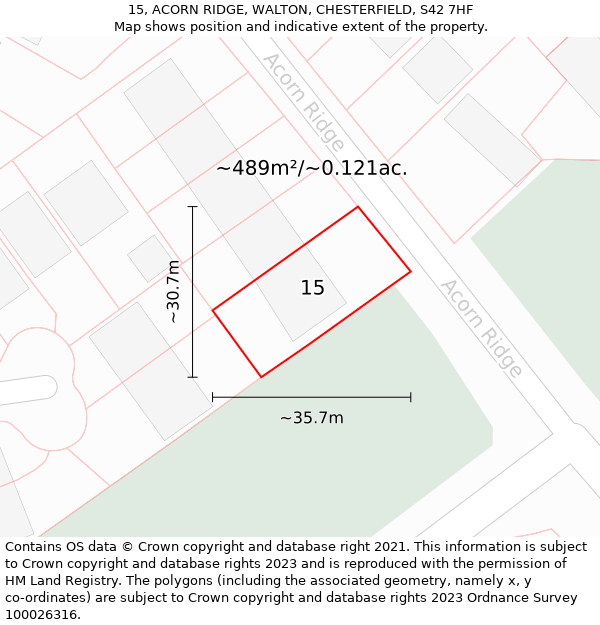 15, ACORN RIDGE, WALTON, CHESTERFIELD, S42 7HF: Plot and title map