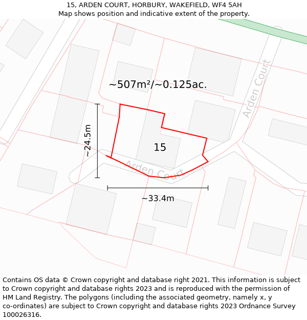 15, ARDEN COURT, HORBURY, WAKEFIELD, WF4 5AH: Plot and title map