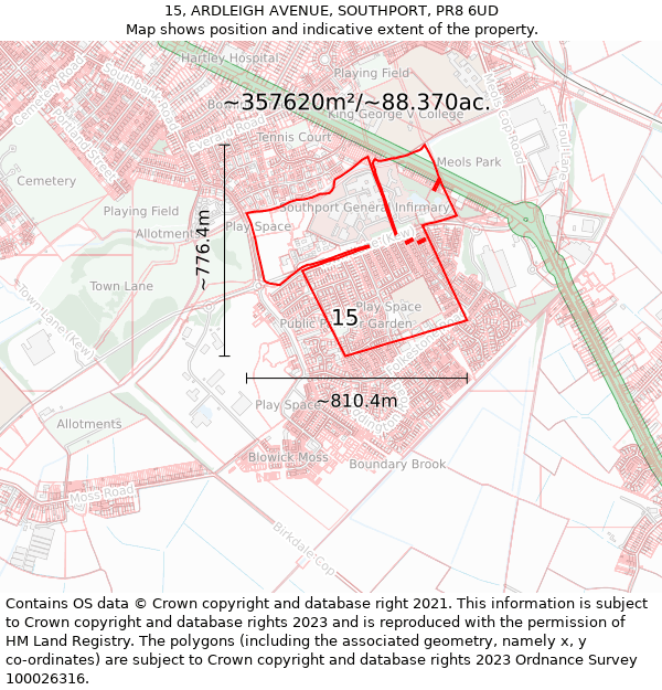 15, ARDLEIGH AVENUE, SOUTHPORT, PR8 6UD: Plot and title map