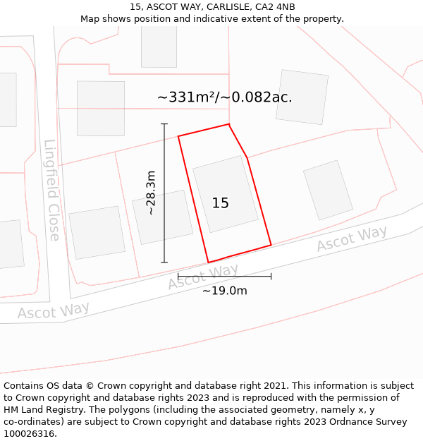 15, ASCOT WAY, CARLISLE, CA2 4NB: Plot and title map