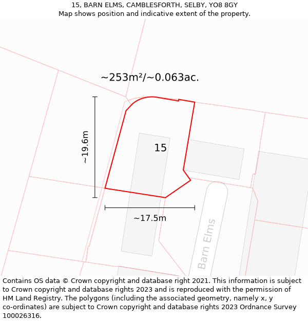 15, BARN ELMS, CAMBLESFORTH, SELBY, YO8 8GY: Plot and title map