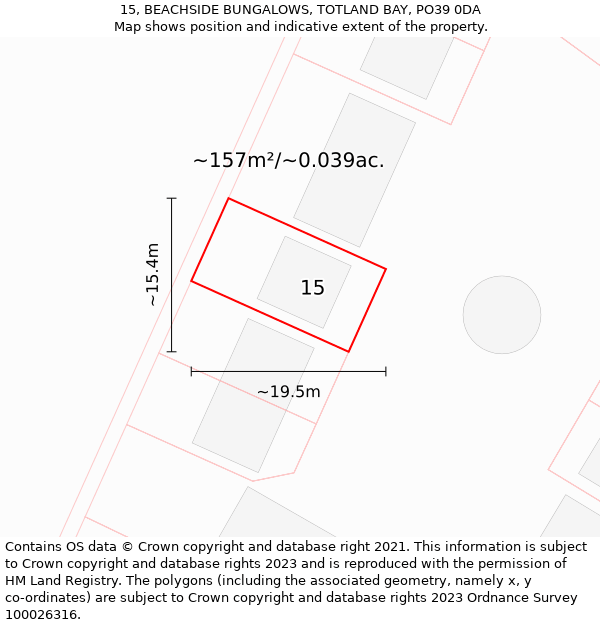 15, BEACHSIDE BUNGALOWS, TOTLAND BAY, PO39 0DA: Plot and title map