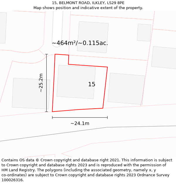 15, BELMONT ROAD, ILKLEY, LS29 8PE: Plot and title map