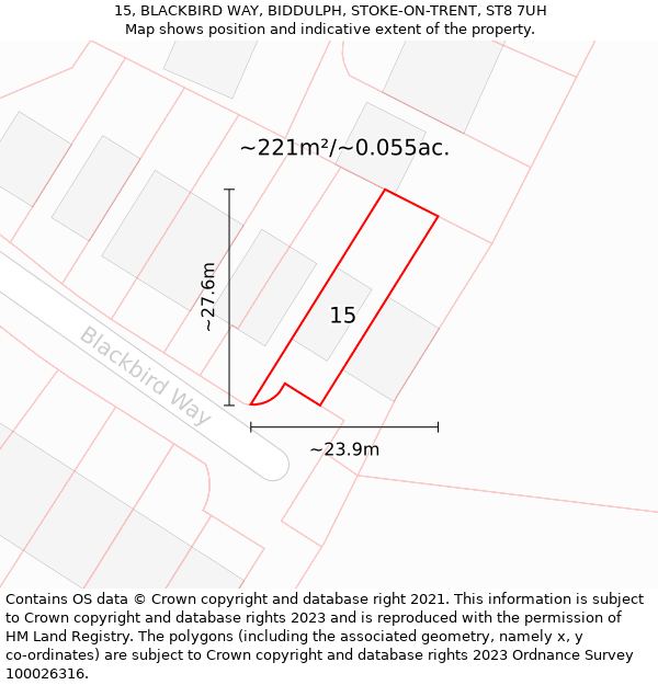 15, BLACKBIRD WAY, BIDDULPH, STOKE-ON-TRENT, ST8 7UH: Plot and title map