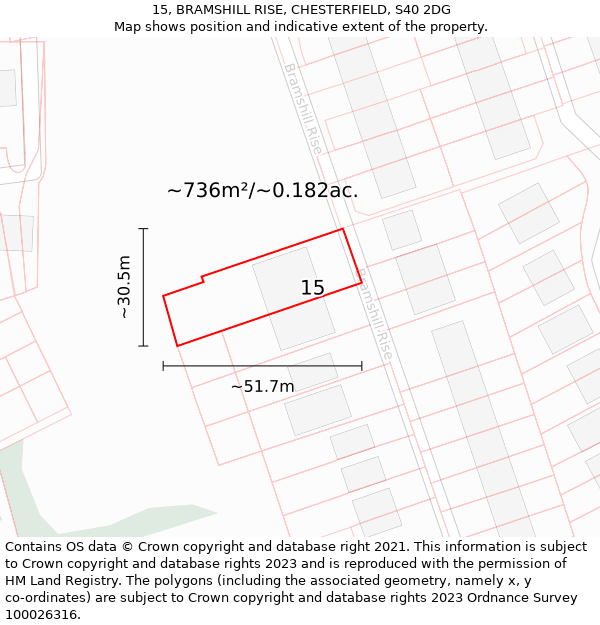 15, BRAMSHILL RISE, CHESTERFIELD, S40 2DG: Plot and title map