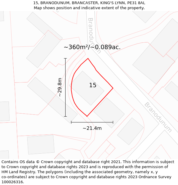 15, BRANODUNUM, BRANCASTER, KING'S LYNN, PE31 8AL: Plot and title map