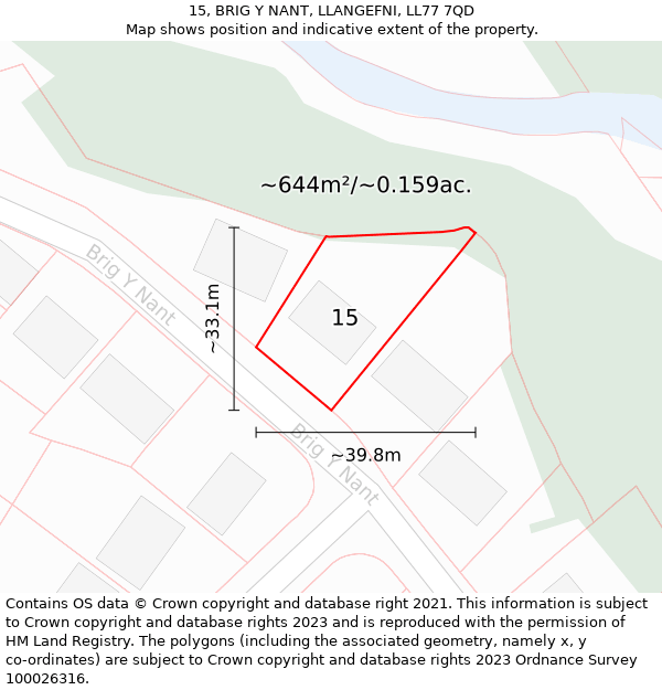 15, BRIG Y NANT, LLANGEFNI, LL77 7QD: Plot and title map