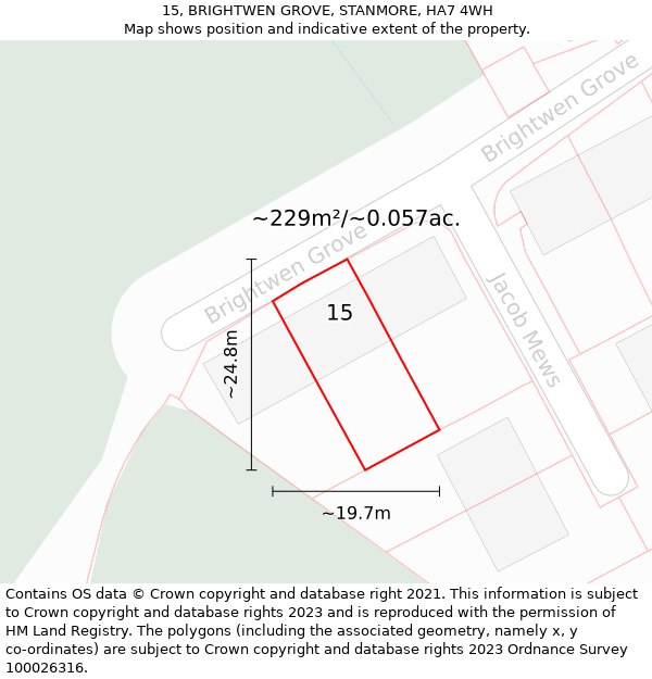 15, BRIGHTWEN GROVE, STANMORE, HA7 4WH: Plot and title map