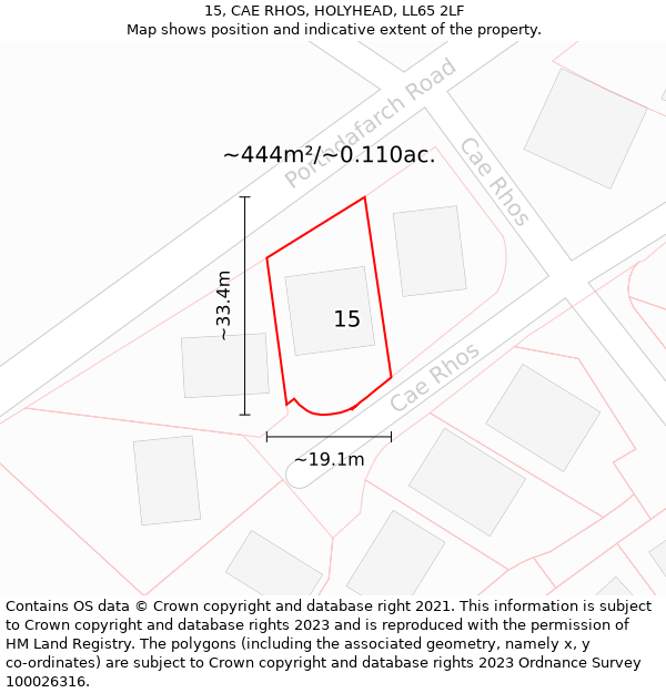 15, CAE RHOS, HOLYHEAD, LL65 2LF: Plot and title map