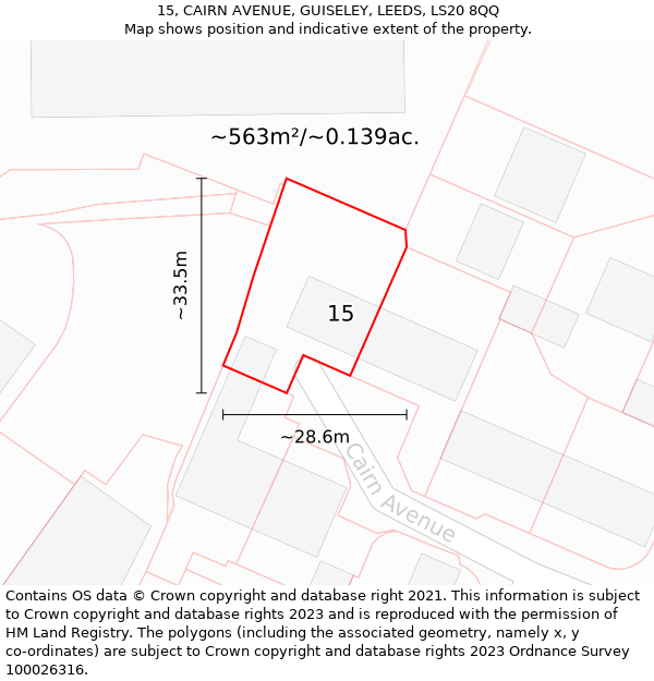 15, CAIRN AVENUE, GUISELEY, LEEDS, LS20 8QQ: Plot and title map