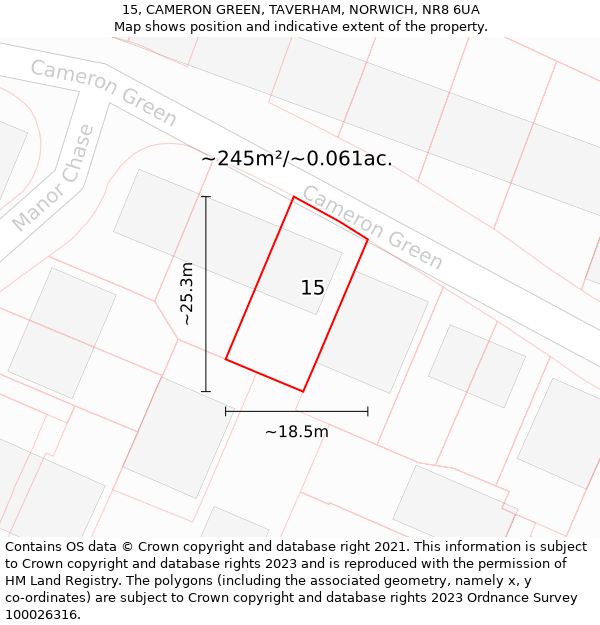 15, CAMERON GREEN, TAVERHAM, NORWICH, NR8 6UA: Plot and title map