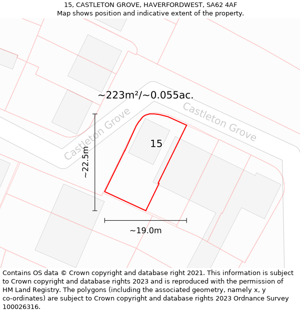 15, CASTLETON GROVE, HAVERFORDWEST, SA62 4AF: Plot and title map