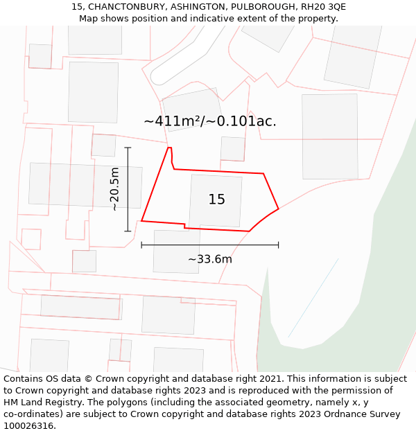 15, CHANCTONBURY, ASHINGTON, PULBOROUGH, RH20 3QE: Plot and title map