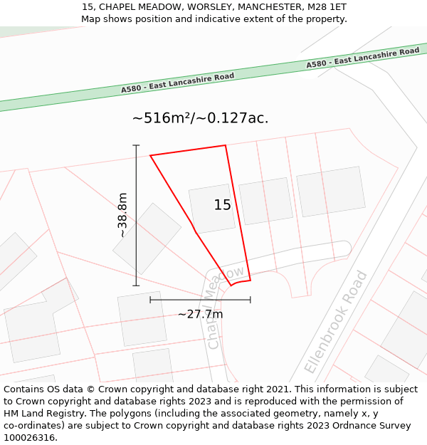 15, CHAPEL MEADOW, WORSLEY, MANCHESTER, M28 1ET: Plot and title map