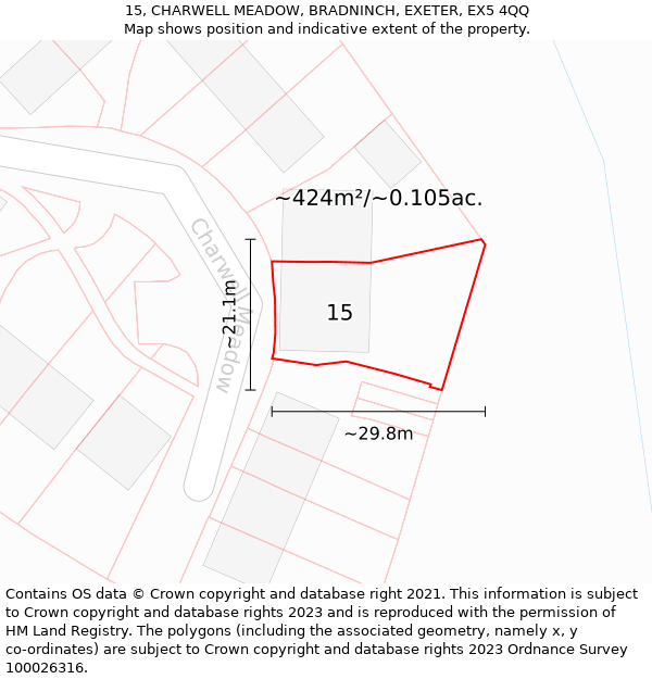 15, CHARWELL MEADOW, BRADNINCH, EXETER, EX5 4QQ: Plot and title map