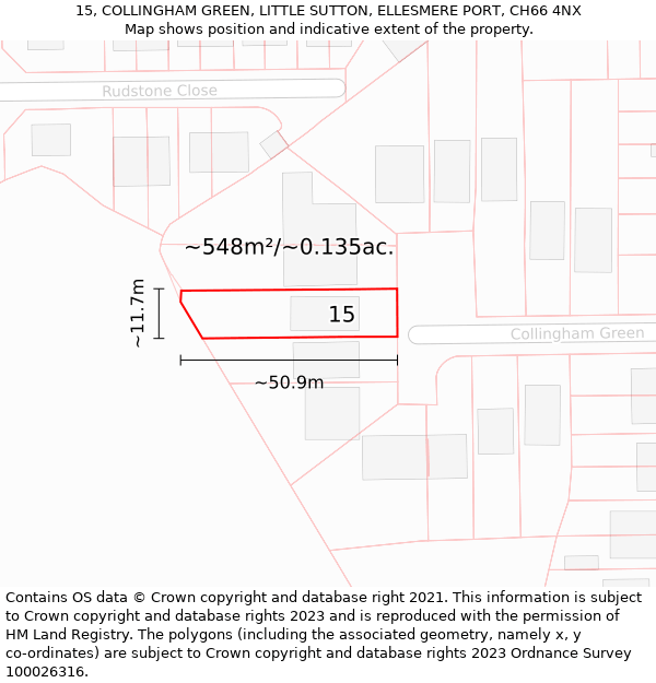 15, COLLINGHAM GREEN, LITTLE SUTTON, ELLESMERE PORT, CH66 4NX: Plot and title map