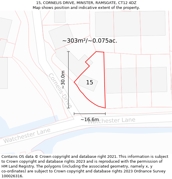 15, CORNELIS DRIVE, MINSTER, RAMSGATE, CT12 4DZ: Plot and title map