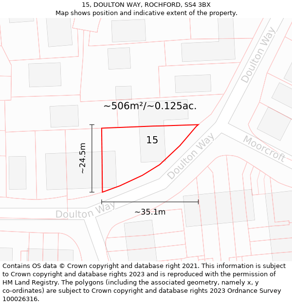 15, DOULTON WAY, ROCHFORD, SS4 3BX: Plot and title map