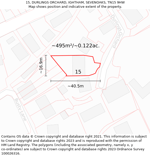 15, DURLINGS ORCHARD, IGHTHAM, SEVENOAKS, TN15 9HW: Plot and title map