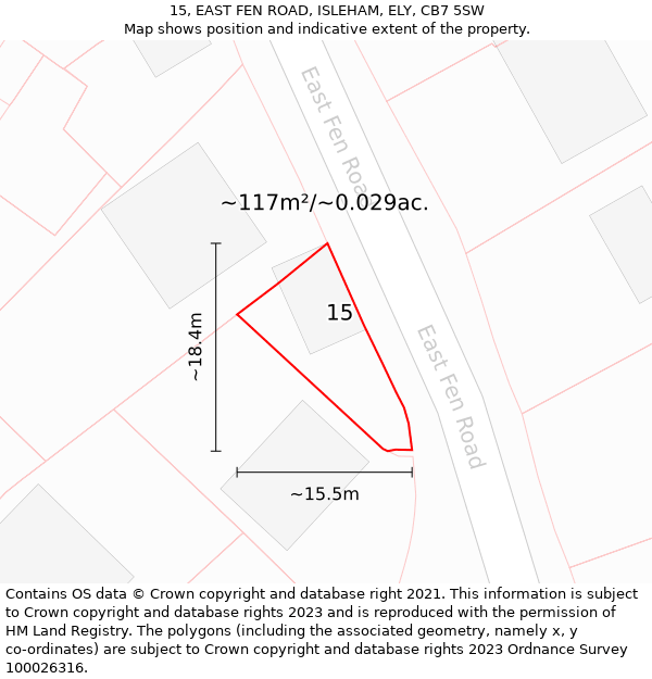 15, EAST FEN ROAD, ISLEHAM, ELY, CB7 5SW: Plot and title map