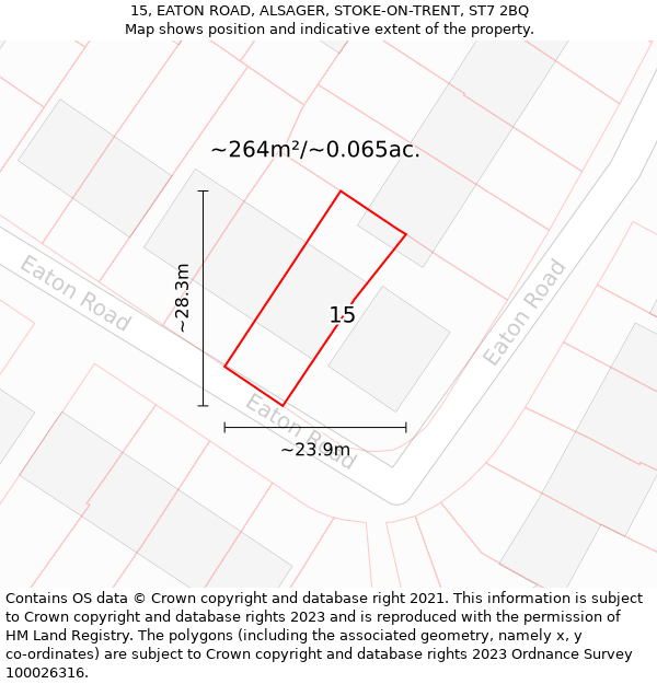 15, EATON ROAD, ALSAGER, STOKE-ON-TRENT, ST7 2BQ: Plot and title map