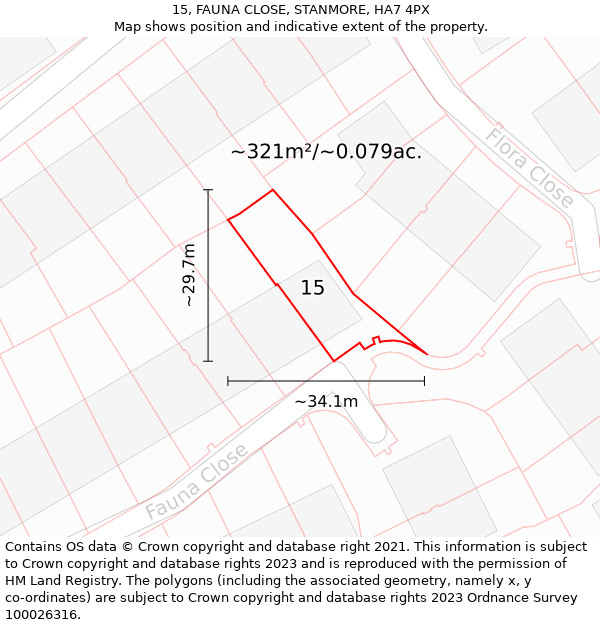 15, FAUNA CLOSE, STANMORE, HA7 4PX: Plot and title map