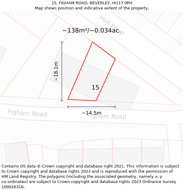 15, FIGHAM ROAD, BEVERLEY, HU17 0PH: Plot and title map