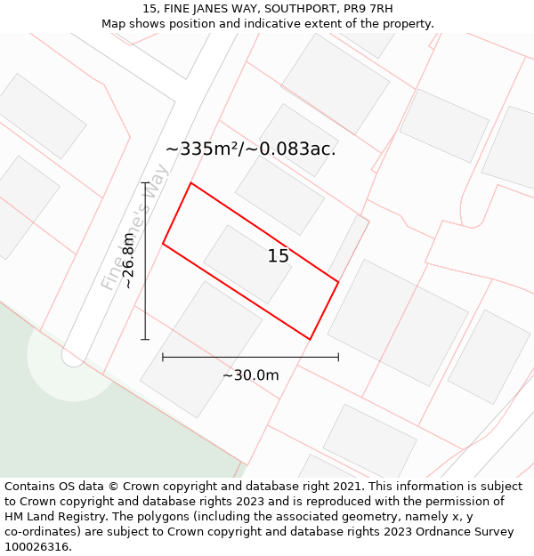 15, FINE JANES WAY, SOUTHPORT, PR9 7RH: Plot and title map