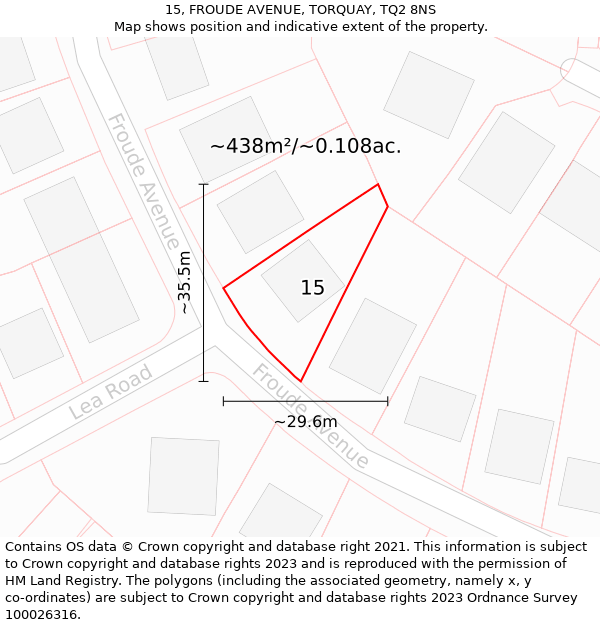 15, FROUDE AVENUE, TORQUAY, TQ2 8NS: Plot and title map