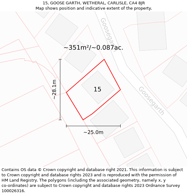 15, GOOSE GARTH, WETHERAL, CARLISLE, CA4 8JR: Plot and title map