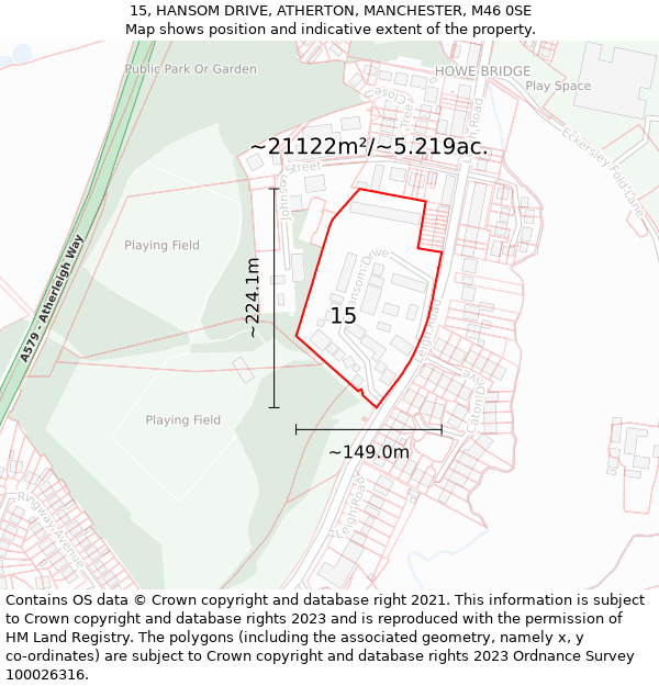 15, HANSOM DRIVE, ATHERTON, MANCHESTER, M46 0SE: Plot and title map