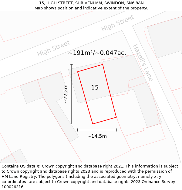 15, HIGH STREET, SHRIVENHAM, SWINDON, SN6 8AN: Plot and title map