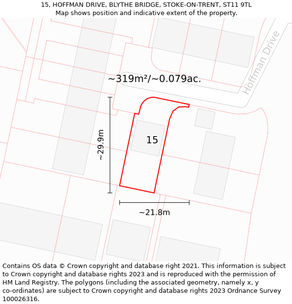 15, HOFFMAN DRIVE, BLYTHE BRIDGE, STOKE-ON-TRENT, ST11 9TL: Plot and title map